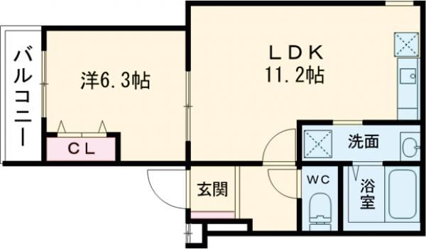 泉佐野市旭町のアパートの間取り