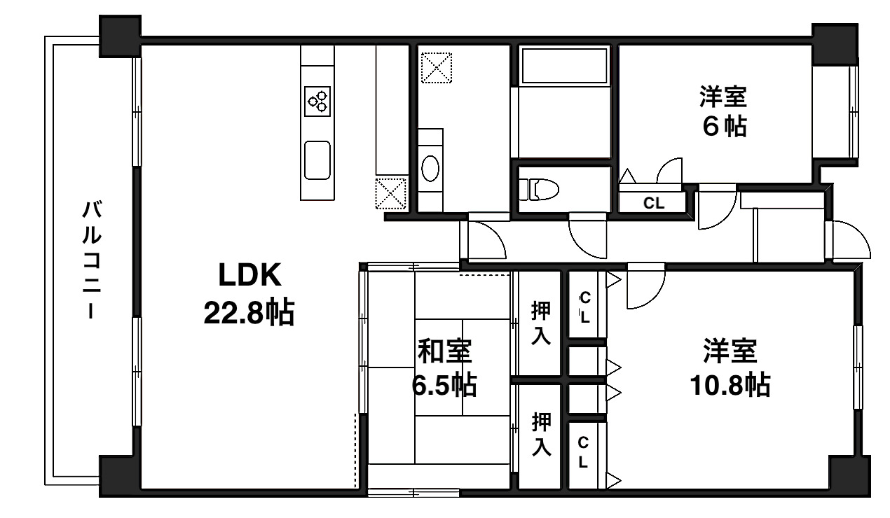 北九州市小倉北区三萩野のマンションの間取り