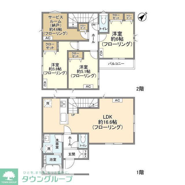 東武野田線 逆井駅 徒歩6分 2階建 築4年の間取り写真