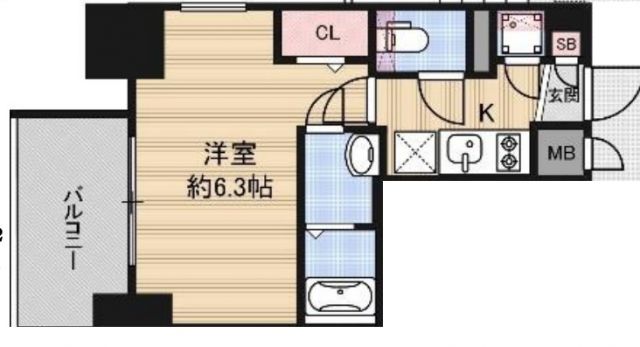 地下鉄長堀鶴見緑地線 松屋町駅 徒歩4分 12階建 築7年の間取り写真
