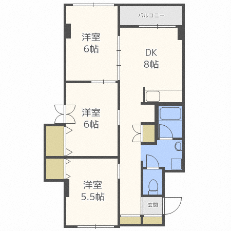 【札幌市北区北二十三条西のマンションの間取り】