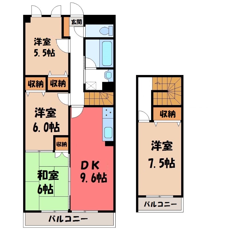 宇都宮市元今泉のマンションの間取り