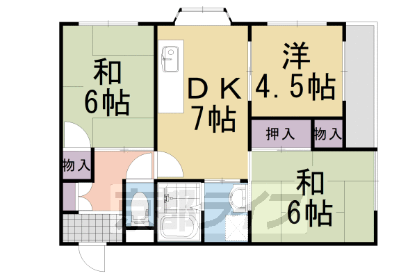 長岡京市金ケ原のアパートの間取り