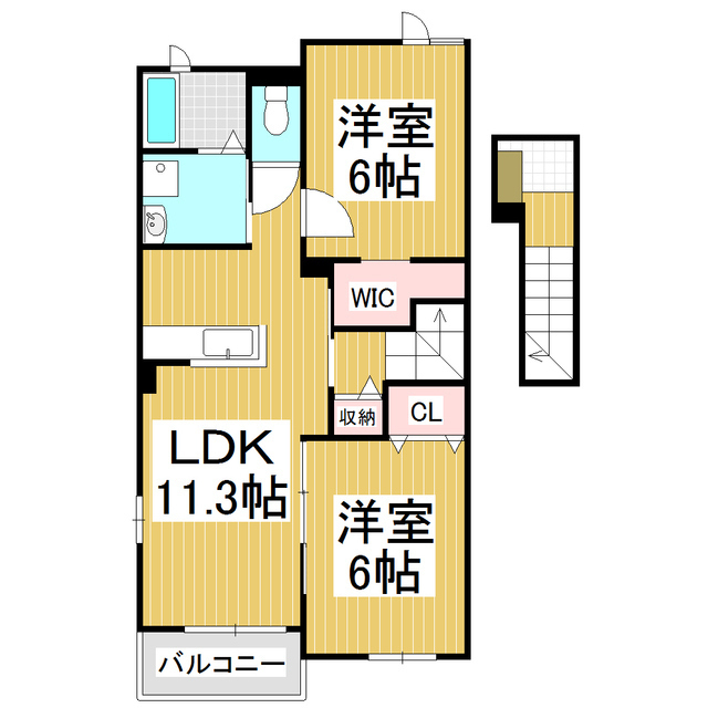 飯田市鼎切石のアパートの間取り