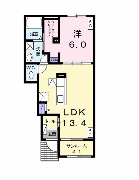 羽島市竹鼻町狐穴のアパートの間取り