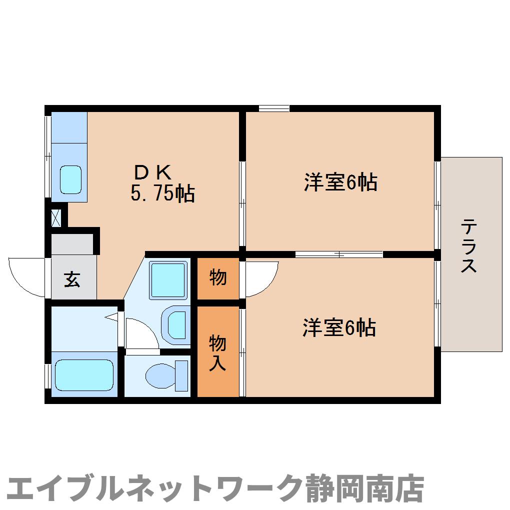 焼津市下小田のアパートの間取り