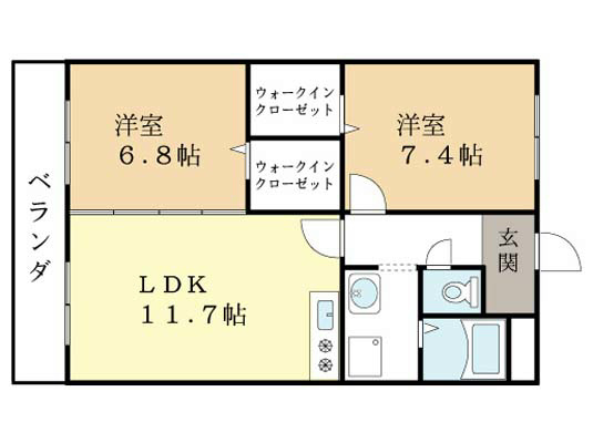 京田辺市興戸和井田のマンションの間取り