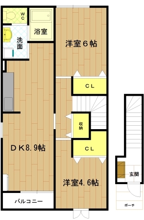 伊勢市上地町のアパートの間取り