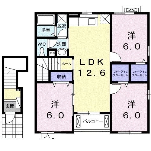 亘理郡亘理町字桜小路のアパートの間取り