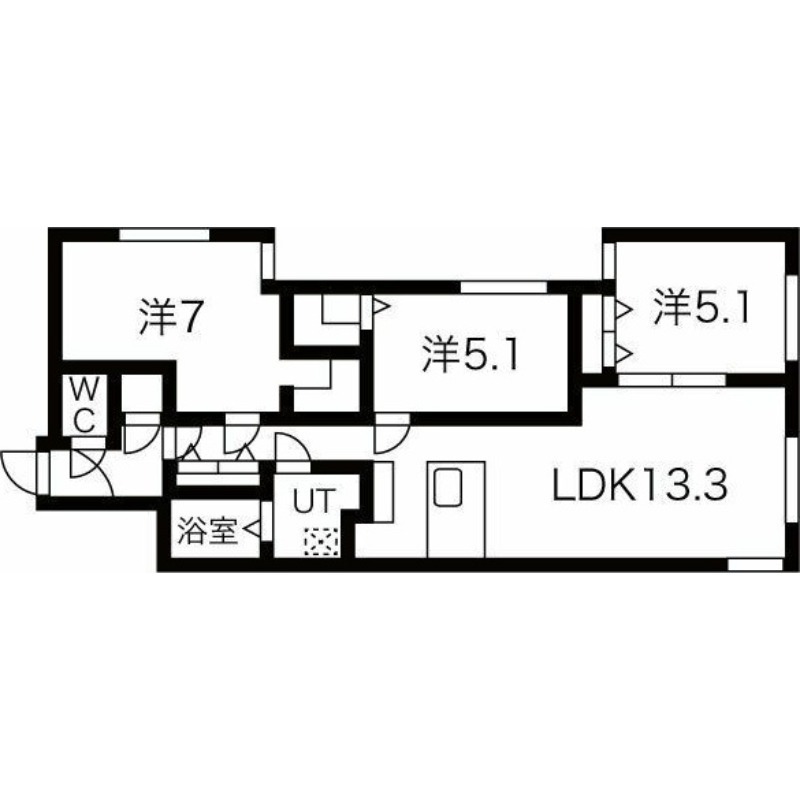 札幌市中央区南十七条西のマンションの間取り