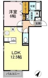 倉敷市連島町鶴新田のアパートの間取り