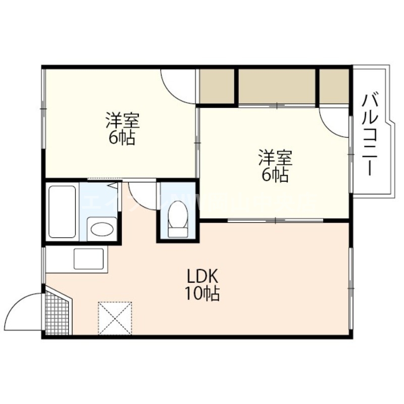 岡山市北区青江のアパートの間取り