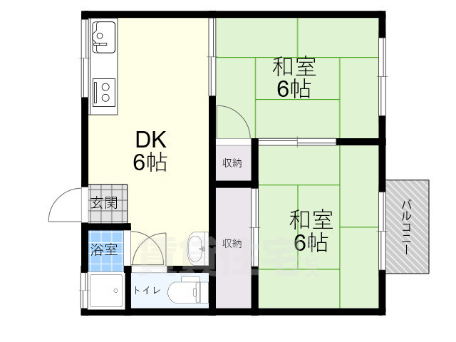 奈良市西大寺芝町のアパートの間取り