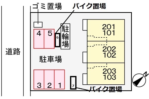 【伊丹市瑞穂町のアパートの駐車場】