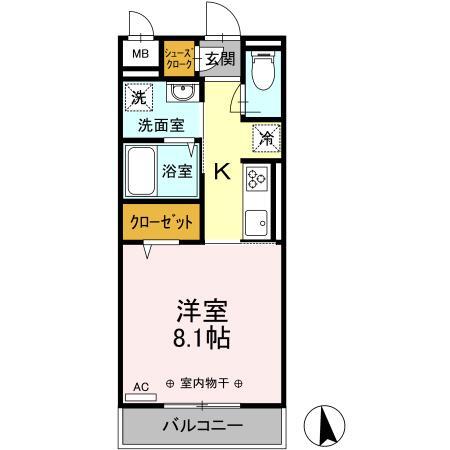 Ｄ－ｒｏｏｍ姉体IIの間取り