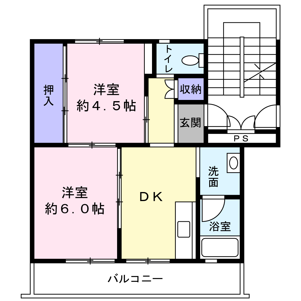 ビレッジハウス六田1号棟の間取り