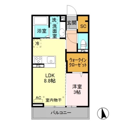 松本市宮田のアパートの間取り