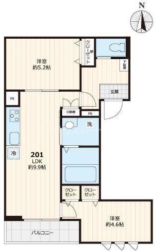 江戸川区西小岩のマンションの間取り