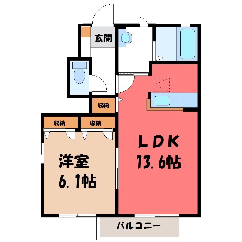 下都賀郡野木町大字丸林のアパートの間取り