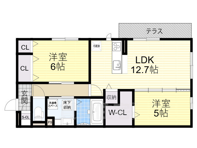 堺市北区東三国ヶ丘町のアパートの間取り