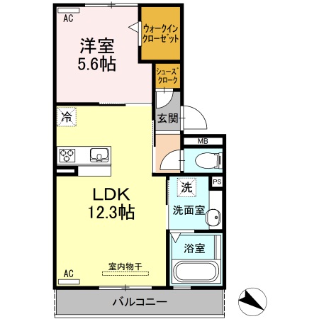 山口市小郡栄町のアパートの間取り