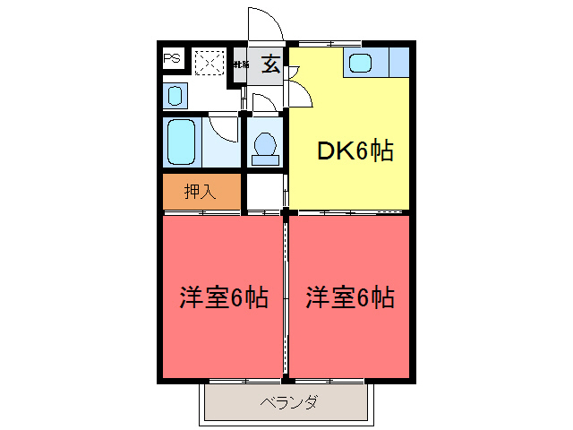 塩谷郡高根沢町大字宝積寺のアパートの間取り