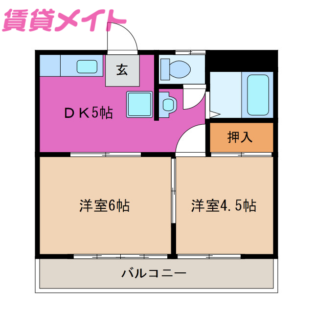 津市八幡町津のアパートの間取り