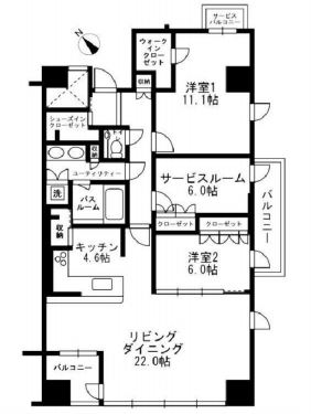 渋谷区猿楽町のマンションの間取り