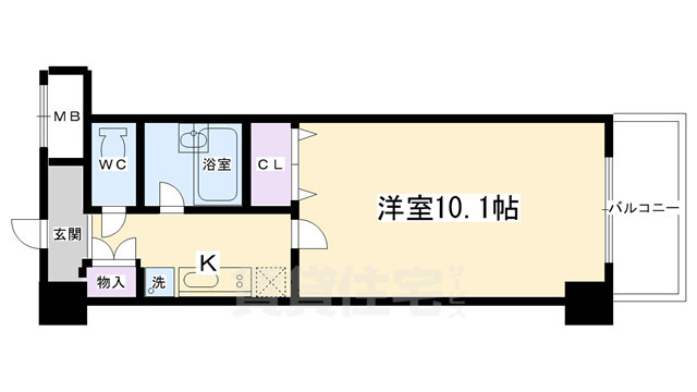 京都市左京区孫橋町のマンションの間取り