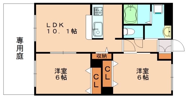 飯塚市綱分のアパートの間取り