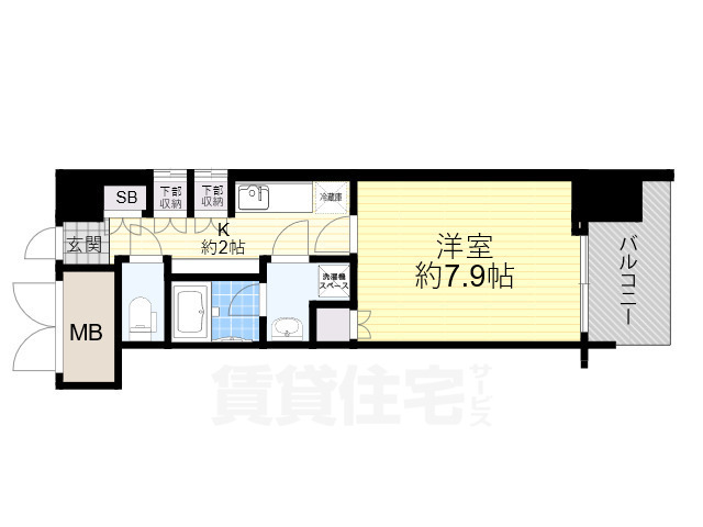 大阪市西区新町のマンションの間取り