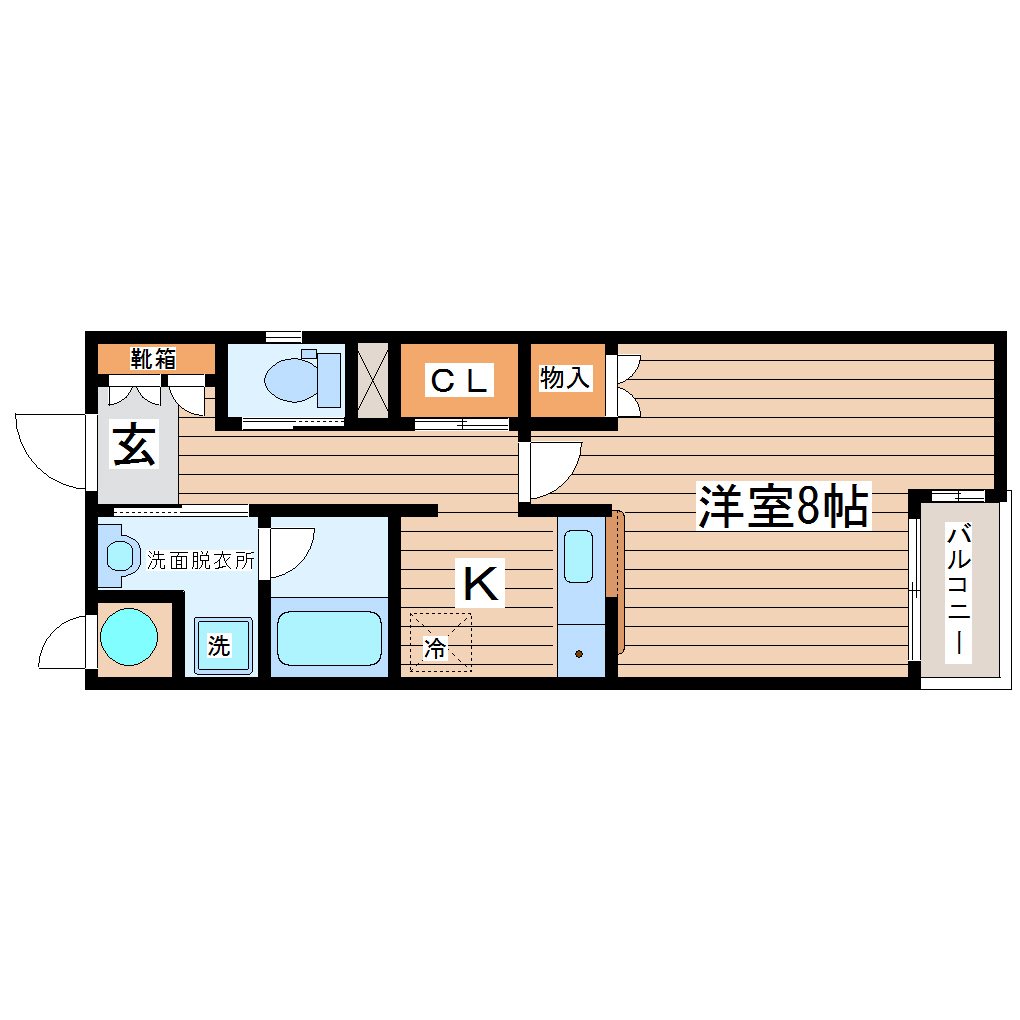 仙台市青葉区旭ケ丘のアパートの間取り