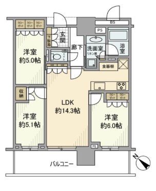 江東区豊洲のマンションの間取り