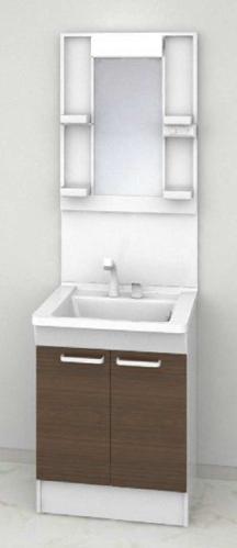 洗面設備　木目調のおしゃれな独立洗面台