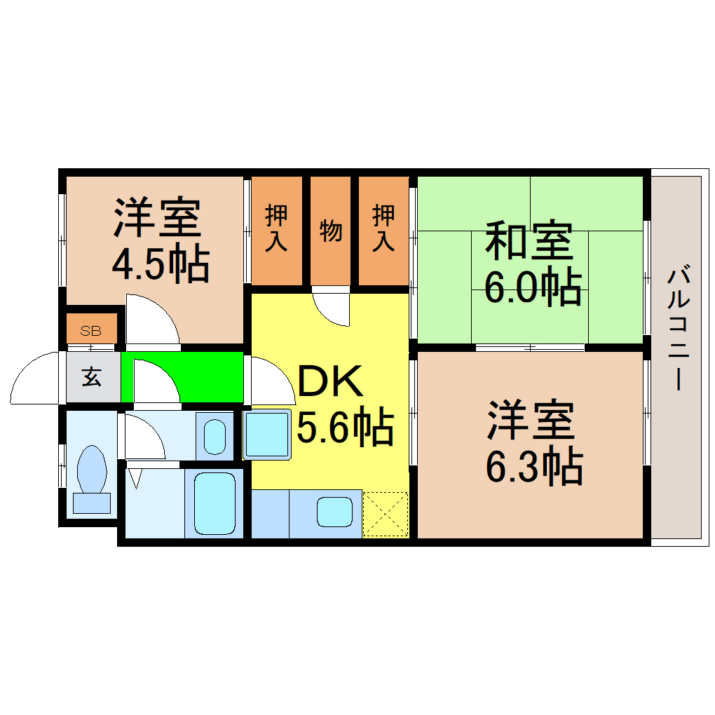 地下鉄名城線 自由ケ丘駅 徒歩10分 3階建 築39年の間取り写真