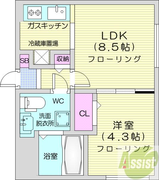 地下鉄東豊線 東区役所前駅 徒歩5分 4階建 築19年の間取り写真