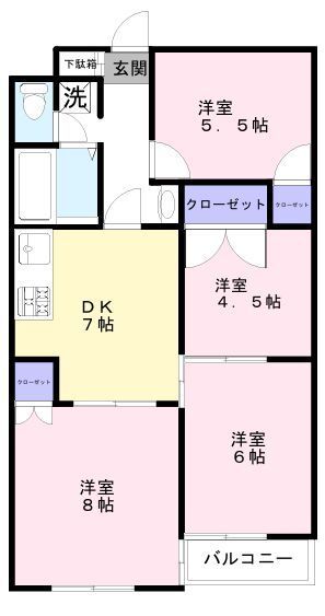 ファインクロス6番館の間取り写真