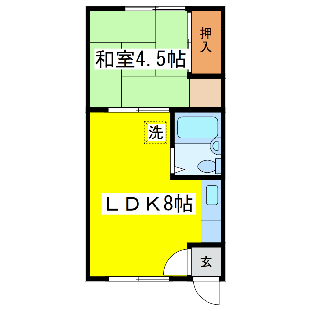 釧路市愛国西のアパートの間取り