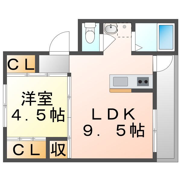 倉敷市林のマンションの間取り