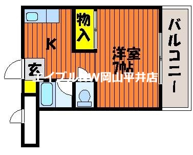 岡山市中区原尾島のマンションの間取り