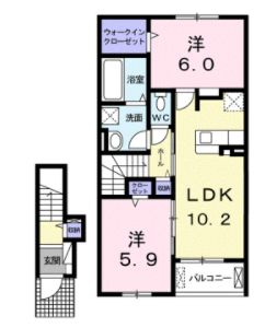 尾道市美ノ郷町三成のアパートの間取り