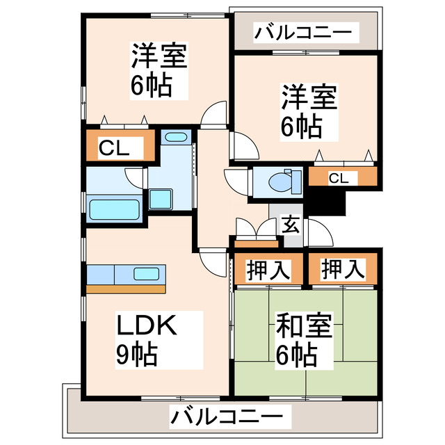 熊本市北区龍田のマンションの間取り