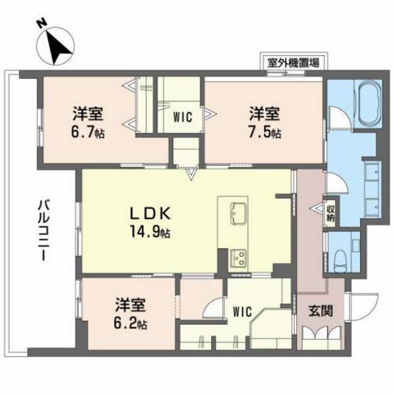 広島市西区三篠北町のアパートの間取り