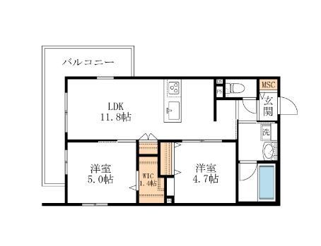 川越市仙波町のマンションの間取り