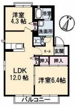 倉敷市北畝のアパートの間取り