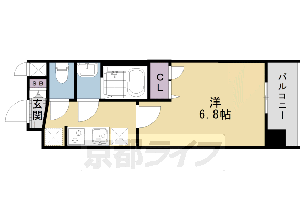 京都市下京区西七条石井町のマンションの間取り