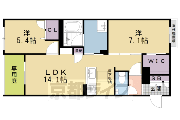 【京都市中京区西ノ京車坂町のマンションの間取り】