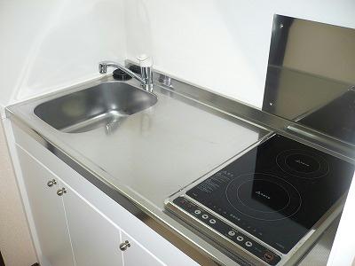 キッチン　2口ラジエントヒーター付き。