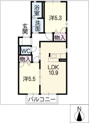 フレグランスＨＡＲＵ　Ａ棟の間取り