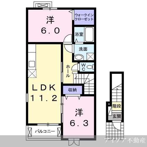 吉野川市鴨島町西麻植のアパートの間取り